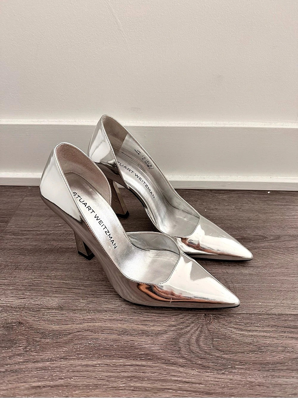 Stuart Weitzman Pointed Toe Metallic Heels